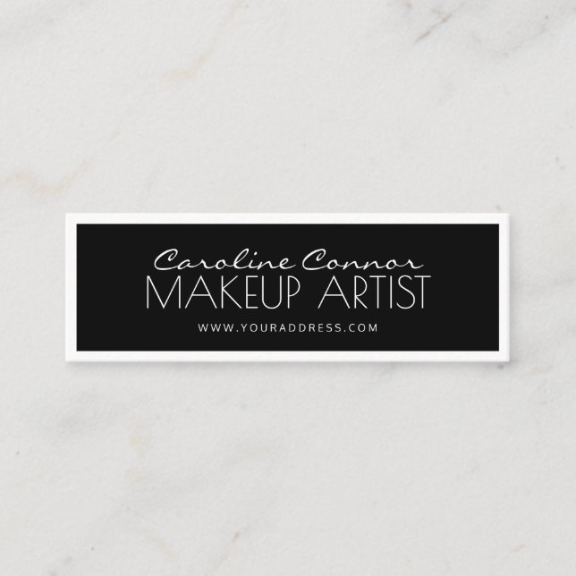 Makeup Artist Black & White Borded Card Mini Visitkort (Framsida)