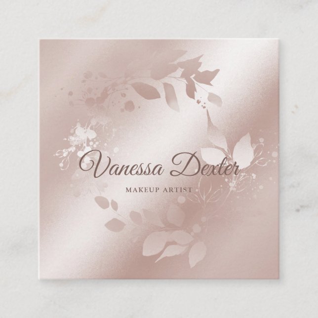 Makeup Artist Blommigt Lash Event Planner Ro Guld Fyrkantigt Visitkort (Framsida)