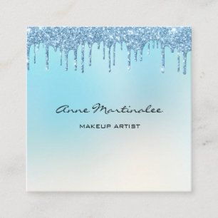 Makeup Artist Blue Glitter Glam Drives Fyrkantigt Visitkort