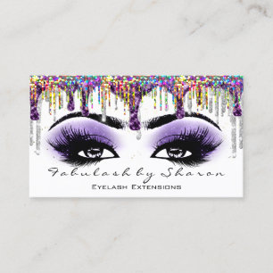 Makeup Artist Brow Eyelash Grått Lila Holograph Visitkort