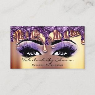 Makeup Artist Brow Eyelash Guld Drives Lila Visitkort