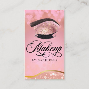 Makeup Artist Brow Eyelash Rosa Glitter Visitkort