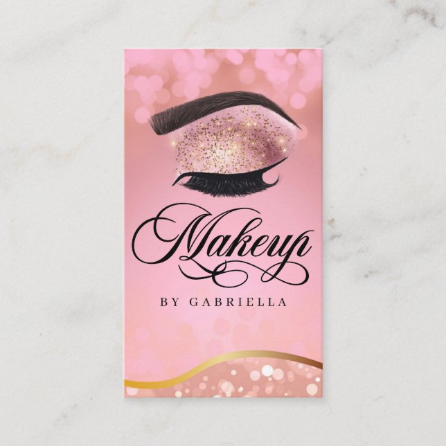 Makeup Artist Brow Eyelash Rosa Glitter Visitkort (Framsida)