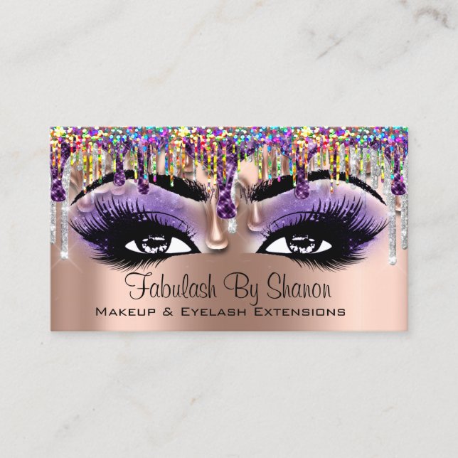 Makeup Artist Brow Lila Holograph Dricks Lash Visitkort (Framsida)