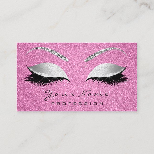 Makeup Artist Brown Lash Glitter Grått Rosa ros Visitkort (Framsida)