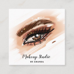 Makeup Artist Brown Ögon Long Lash Fyrkantigt Visitkort