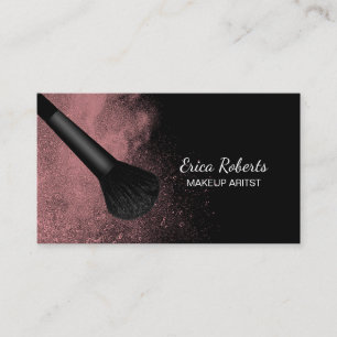 Makeup Artist Brush med Rosa Powder Modern Salon Visitkort