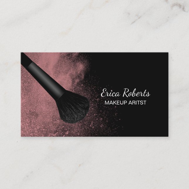 Makeup Artist Brush med Rosa Powder Modern Salon Visitkort (Framsida)
