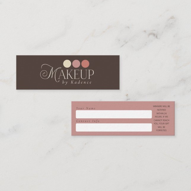 Makeup Artist Business Logo Raffle Ticket Mini Visitkort (Fram/baksida)
