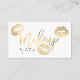 Makeup Artist Chic Guld Läppar Typography Modern Visitkort