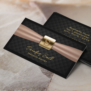 Makeup Artist Chic Guld Monogram Diamond Quilts Visitkort