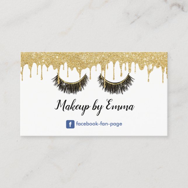 Makeup Artist Chic Lash Modern Guld-drivning Visitkort (Framsida)