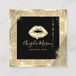 Makeup Artist Chic Unik Salon QR-kod, svart Guld Fyrkantigt Visitkort
