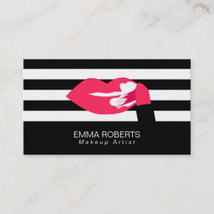 Makeup Artist Classy Modern Rand Red Läppar Visitkort