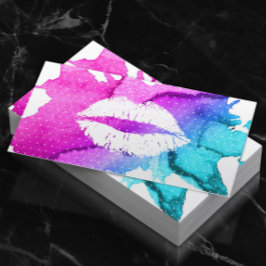 Makeup Artist Classy Watercolor Läppar Modern Visitkort
