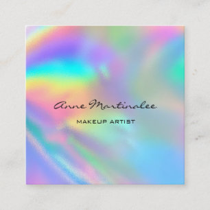 Makeup Artist Colorous Holographic Glam Fyrkantigt Visitkort