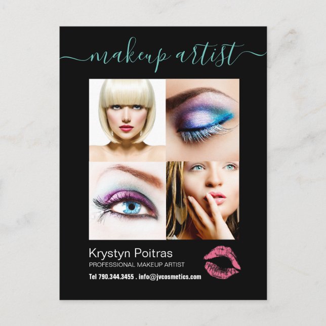 Makeup Artist Comp Card Vykort (Framsida)