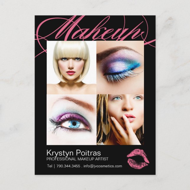 Makeup Artist Comp Card Vykort (Framsida)