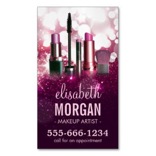 Makeup Artist Cosmetician - Rosa Beauty Glitter Magnetiska Visitkort