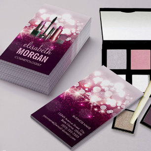 Makeup Artist Cosmetician - Rosa Beauty Glitter Visitkort