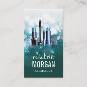 Makeup Artist Cosmetician - Teal Turcos Glitter Visitkort