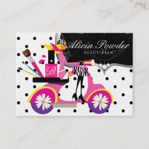 Makeup Artist Cosmetolog Scooter Girl Dots Visitkort