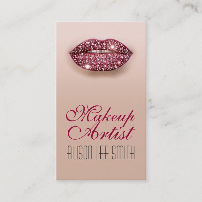 Makeup Artist / Diamonds Sparkle Lips Visitkort (Framsida)