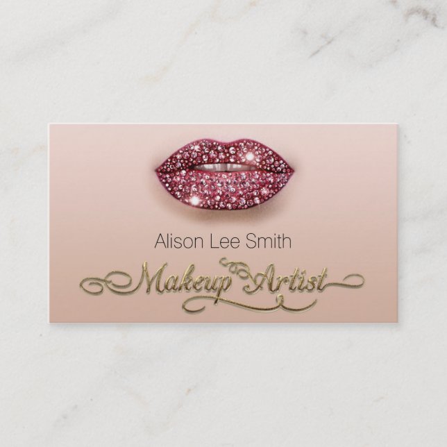 Makeup Artist / Diamonds Sparkle Lips Visitkort (Framsida)
