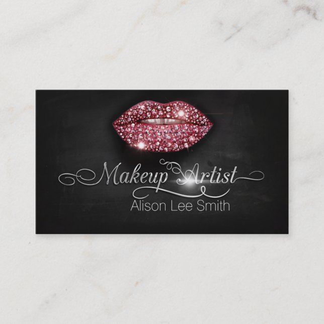 Makeup Artist / Diamonds Sparkle Lips Visitkort (Framsida)