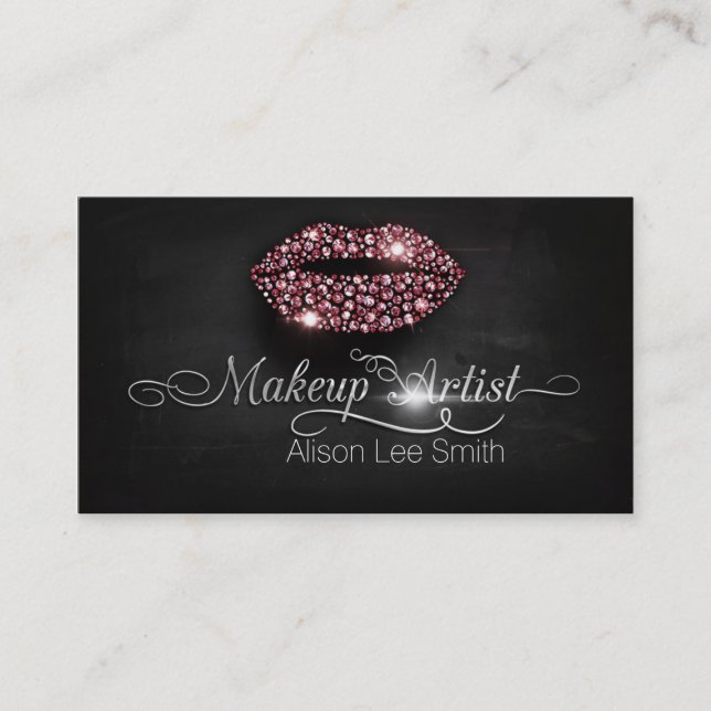 Makeup Artist / Diamonds Sparkle Lips Visitkort (Framsida)