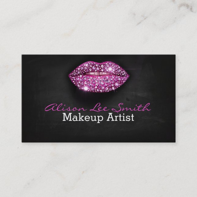 Makeup Artist / Diamonds Sparkle Lips Visitkort (Framsida)