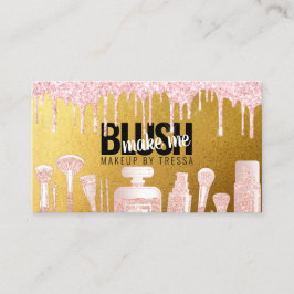 Makeup Artist Driving Rosa Glitter + Antique Guld Visitkort