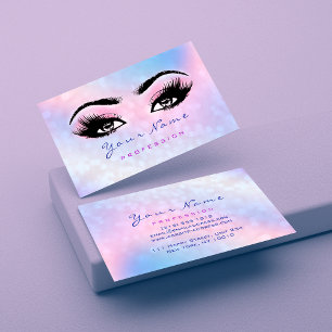 Makeup Artist Dusty Blue Eyelash Holograph Rosa Visitkort