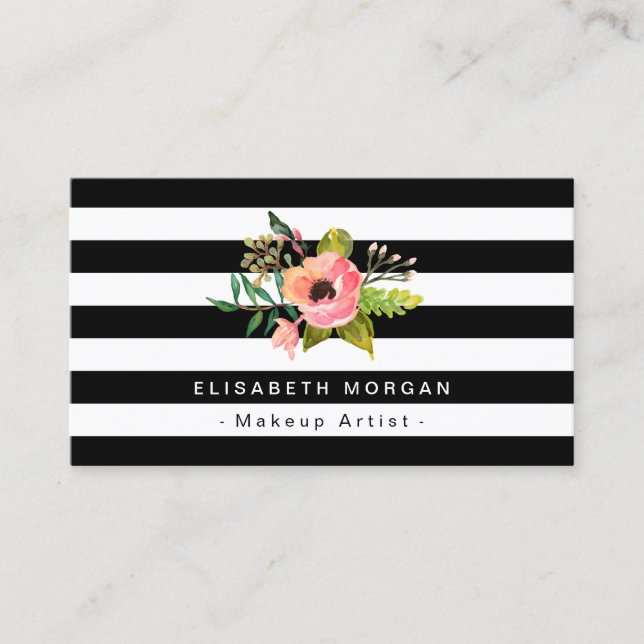 Makeup Artist Elegant Blommigt DIY Rand Färg Visitkort (Framsida)