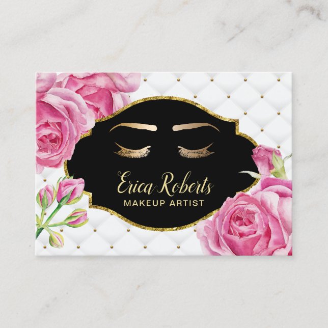 Makeup Artist Elegant Blommigt Luxury Beauty Salon Visitkort (Framsida)