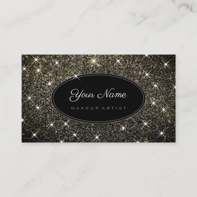 Makeup Artist Elegant Guld Glitter Luminous Stars Visitkort (Framsida)