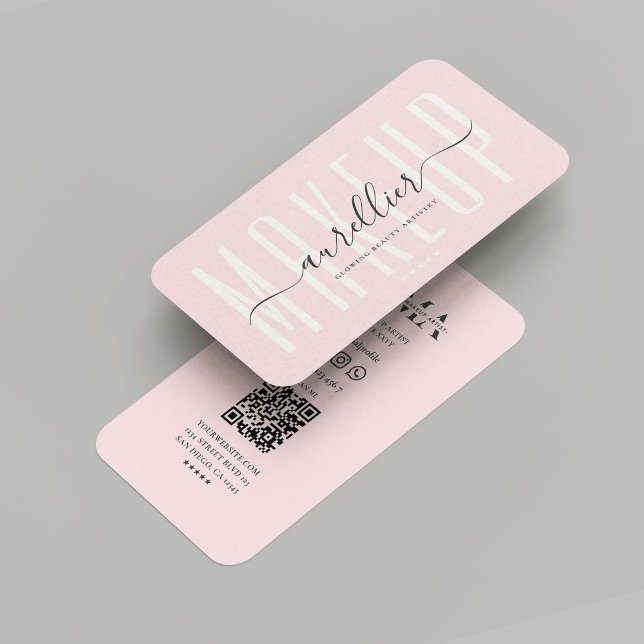 Makeup Artist Esthetician Monogram Rosa Modern Visitkort (Makeup Artist Esthetician Monogram Pink Modern Business Card
)