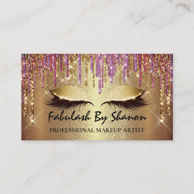 Makeup Artist Event Bröllopsfixaren Eyelash Lila Visitkort (Framsida)