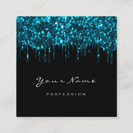 Makeup Artist Event Planner Glitter Black Blue Fyrkantigt Visitkort