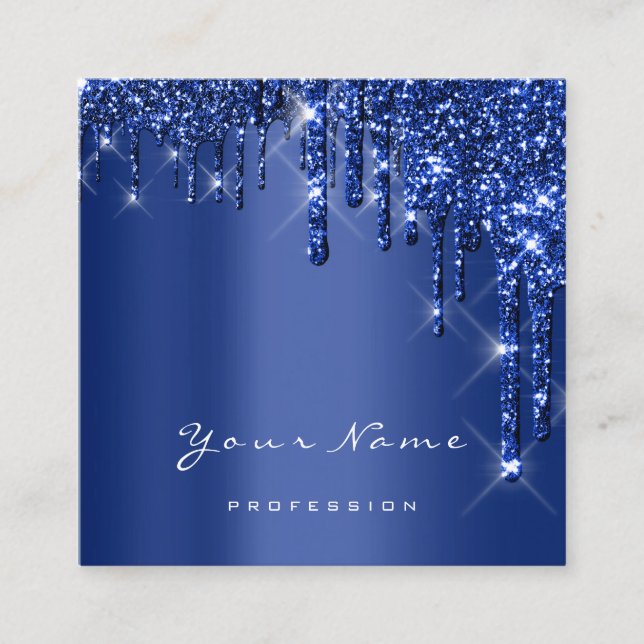 Makeup Artist Event Planner Glitter Blue Navy Fyrkantigt Visitkort (Framsida)
