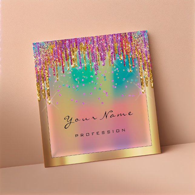 Makeup Artist Event Planner Glitter Holograph Fyrkantigt Visitkort (Skapare uppladdad)