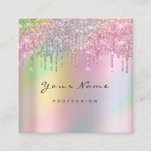 Makeup Artist Event Planner Glitter Holographic Fyrkantigt Visitkort