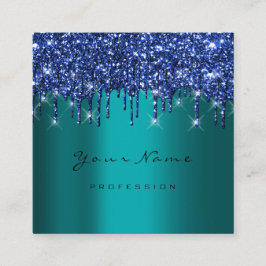 Makeup Artist Event Planner Glitter Navy Teal Fyrkantigt Visitkort
