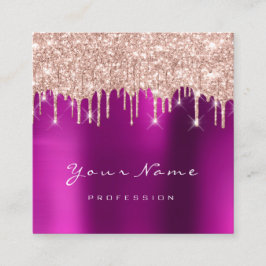 Makeup Artist Event Planner Glitter Spark Rosa Fyrkantigt Visitkort