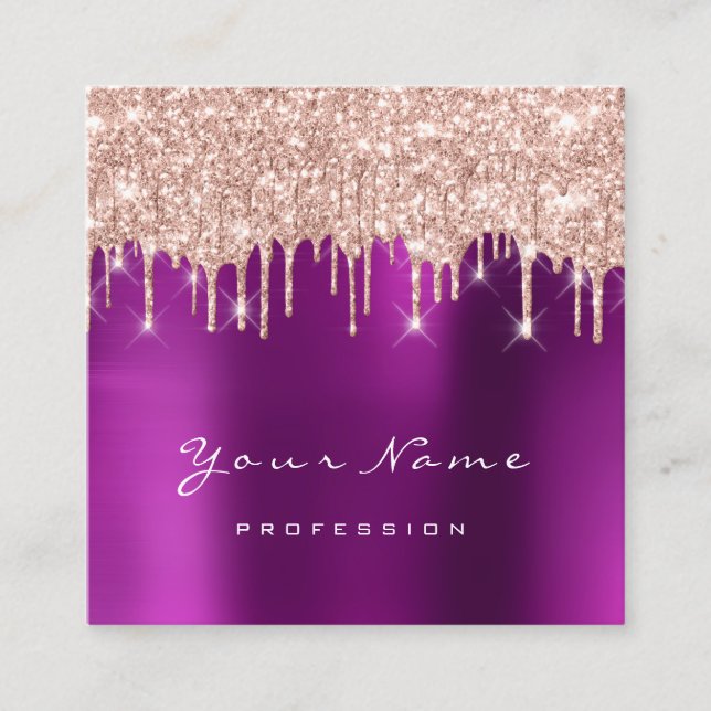 Makeup Artist Event Planner Glitter Spark Rosa Fyrkantigt Visitkort (Framsida)