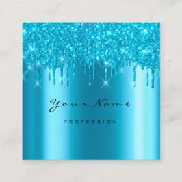 Makeup Artist Event Planner Glitter Turcos Blue Fyrkantigt Visitkort