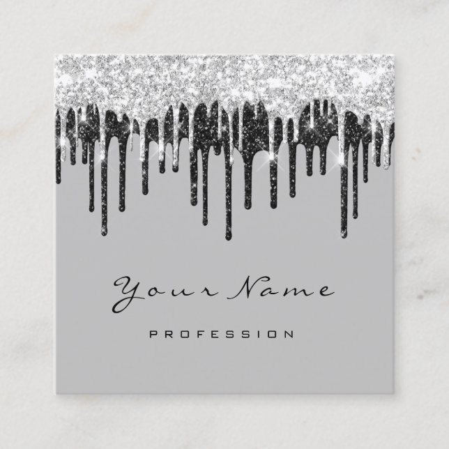 Makeup Artist Event Planner Grått Black Grått Fyrkantigt Visitkort (Framsida)