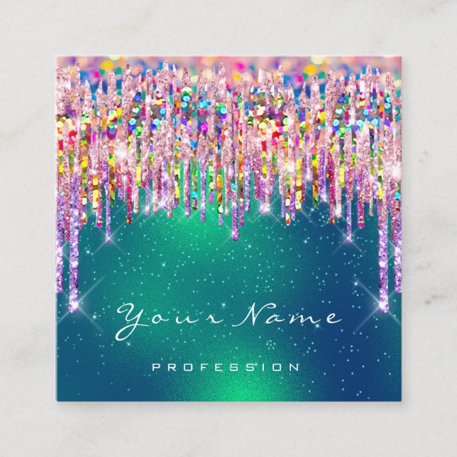 Makeup Artist Event Planner Holograph GreeneryDrip Fyrkantigt Visitkort (Framsida)