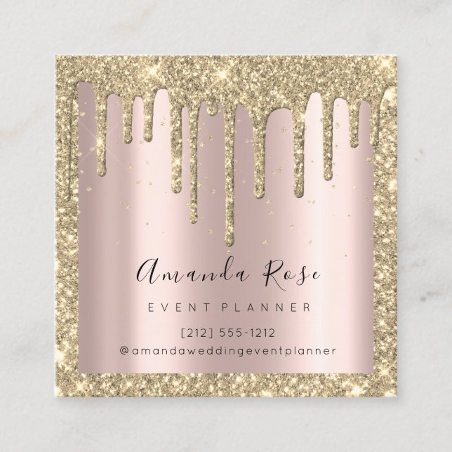 Makeup Artist Event Planner Sepia Guld Drip Ro Tidsbeställning Kort (Framsida)