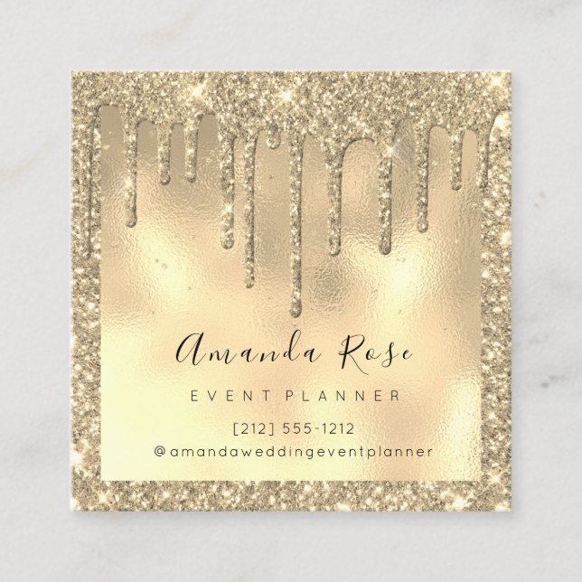 Makeup Artist Event Planner Sepia Guld Drip Spark Tidsbeställning Kort (Framsida)